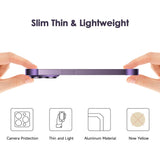 Husa Metalica Edgeless Compatibila cu iPhone 16 Pro Max, Vivimall, Protectie pentru Colturi si Camera, Aliaj Aluminiu, Antisoc, Antizgariere, Mov - vivimall.ro