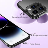 Husa Metalica Edgeless Compatibila cu iPhone 16 Pro Max, Vivimall, Protectie pentru Colturi si Camera, Aliaj Aluminiu, Antisoc, Antizgariere, Negru - vivimall.ro