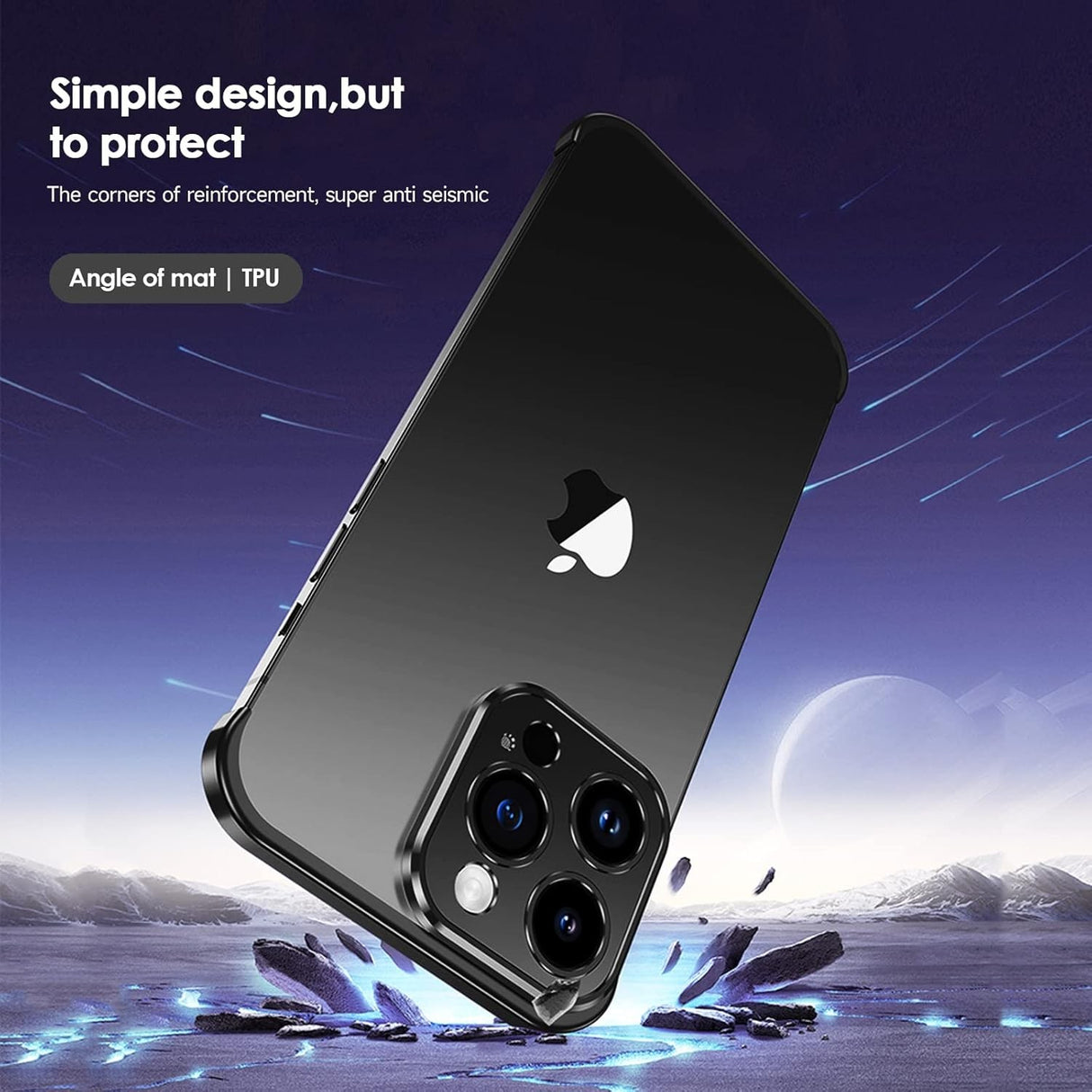 Husa Metalica Edgeless Compatibila cu iPhone 16 Pro Max, Vivimall, Protectie pentru Colturi si Camera, Aliaj Aluminiu, Antisoc, Antizgariere, Negru - vivimall.ro