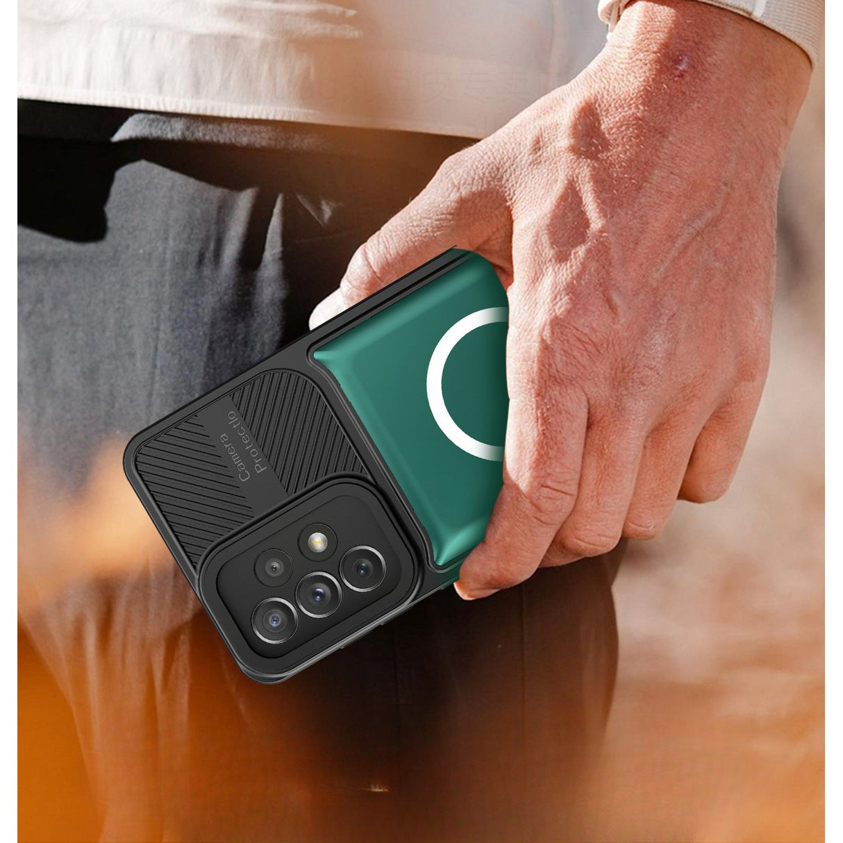 Husa pentru Apple iPhone 13 Pro MagSafe, Urban Armor, Flippy, Verde inchis, suport magnetic - vivimall.ro