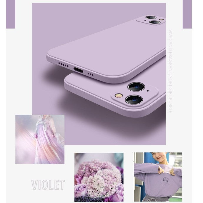 Husa pentru Apple iPhone 14 Flippy, Liquid Silicone, cu Microfibra pe interior, Protectie Antisoc, Grass purple, Mov - vivimall.ro