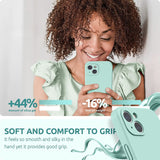 Husa pentru Apple iPhone 14 Flippy, Liquid Silicone, cu Microfibra pe interior, Protectie Antisoc, Light Cyan - vivimall.ro