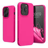 Husa pentru Apple iPhone 14 Flippy, Liquid Silicone, cu Microfibra pe interior, Protectie Antisoc, Roz-Fuchsia - vivimall.ro