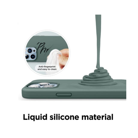 Husa pentru Apple iPhone 14 Plus Flippy, Liquid Silicone, cu Microfibra pe interior, Protectie Antisoc, Dark Green, Verde inchis - vivimall.ro