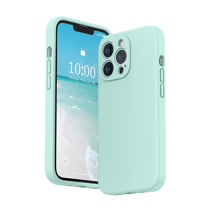 Husa pentru Apple iPhone 14 Plus Flippy, Liquid Silicone, cu Microfibra pe interior, Protectie Antisoc, Light Cyan - vivimall.ro