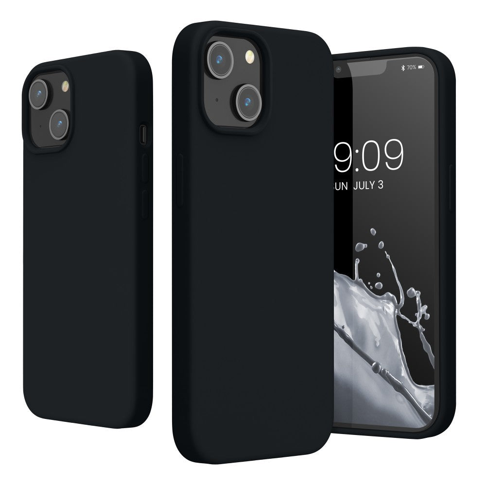 Husa pentru Apple iPhone 14 Plus Flippy, Liquid Silicone, cu Microfibra pe interior, Protectie Antisoc, Negru - vivimall.ro