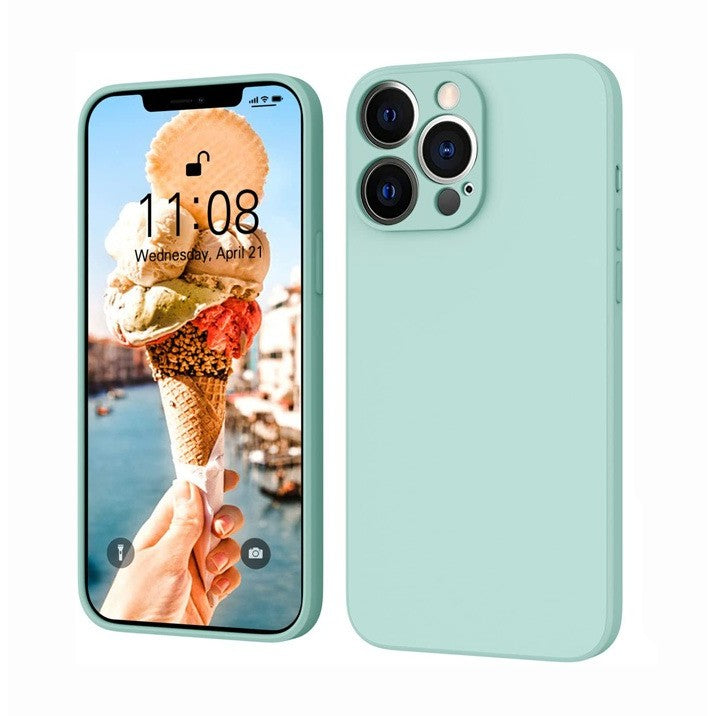 Husa pentru Apple iPhone 14 Pro Flippy, Liquid Silicone, cu Microfibra pe interior, Protectie Antisoc, Light Cyan - vivimall.ro