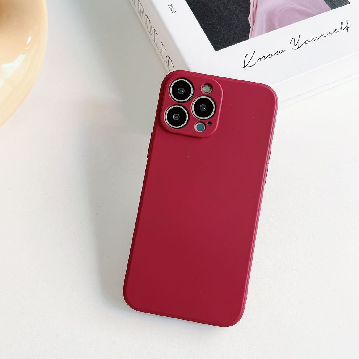 Husa pentru Apple iPhone 14 Pro Max Flippy, Liquid Silicone, cu Microfibra pe interior, Protectie Antisoc, Wine red, Claret - vivimall.ro