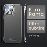Husa pentru iPhone 15, husa de protectie pentru telefon, Vivimall, Design Modern fara margini, din Piele PU,  Subtire, Gri - vivimall.ro