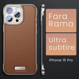 Husa pentru iPhone 15 Pro, husa de protectie pentru telefon, Vivimall, Design Modern fara margini, din Piele PU, Subtire, Maro - vivimall.ro
