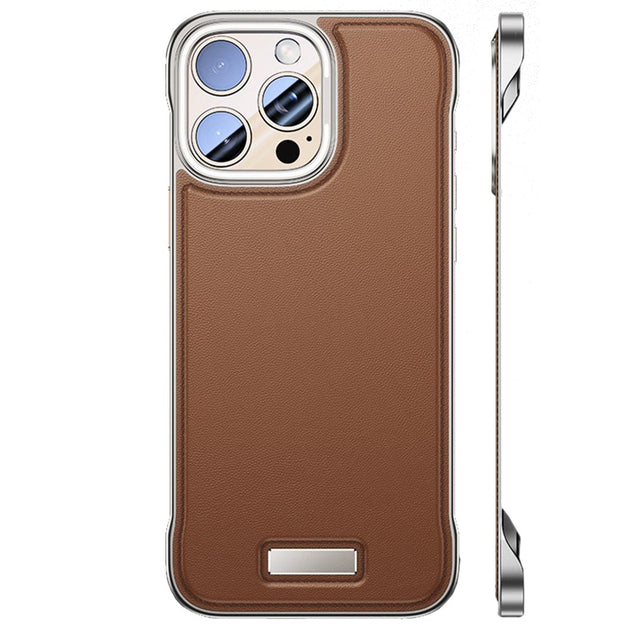 Husa pentru iPhone 15 Pro, husa de protectie pentru telefon, Vivimall, Design Modern fara margini, din Piele PU, Subtire, Maro - vivimall.ro