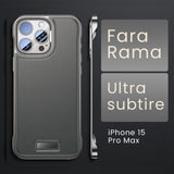 Husa pentru iPhone 15 Pro Max, husa de protectie pentru telefon, Vivimall, Design Modern fara margini, din Piele PU, Subtire, Gri - vivimall.ro
