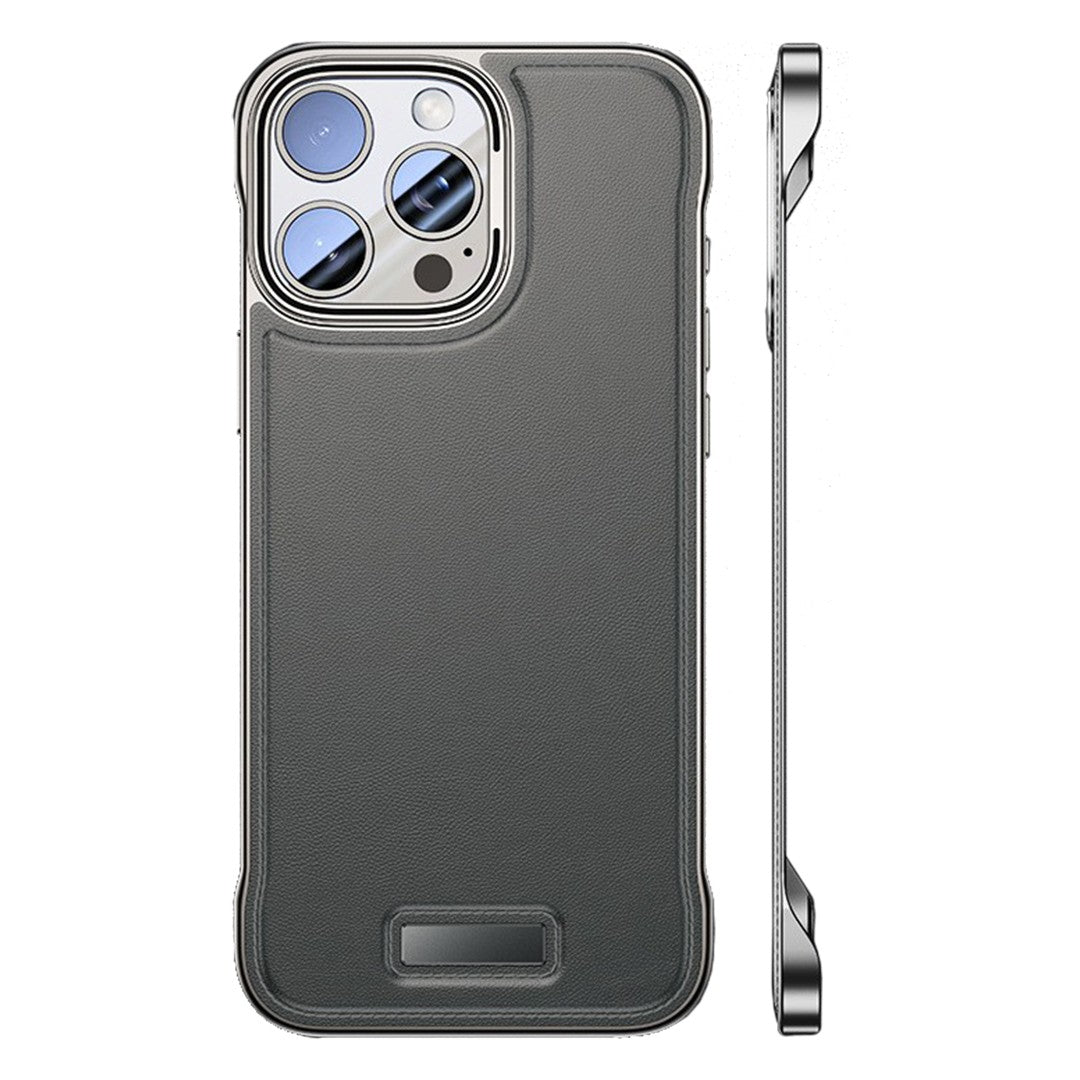 Husa pentru iPhone 15 Pro Max, husa de protectie pentru telefon, Vivimall, Design Modern fara margini, din Piele PU, Subtire, Gri - vivimall.ro