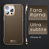 Husa pentru iPhone 16, husa de protectie pentru telefon, Vivimall, Design Modern fara margini, Subtire, din Piele PU, Desert Gold - vivimall.ro