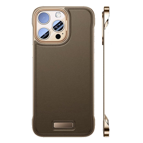 Husă iPhone 16 din piele PU Desert Gold, design subțire fără margini, vedere frontală