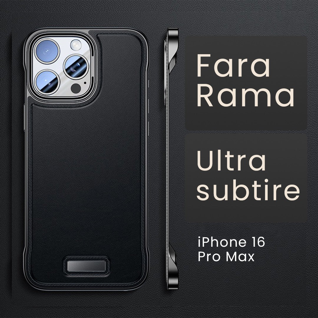Husa pentru iPhone 16 Pro Max, husa de protectie pentru telefon, Vivimall, Design Modern fara margini, din Piele PU, Subtire, Negru - vivimall.ro
