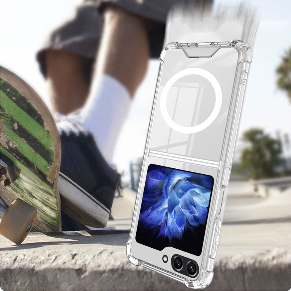 Husa pentru Samsung Galaxy Z FLIP6, Vivimall, Husa de Protectie cu Anti-Shock, Tehnologie MagSafe Magnetic, Design Ultra Subtire, Anti alunecare, TPU Acrilic, Transparent - vivimall.ro