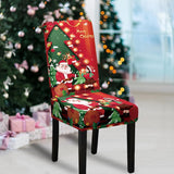 Husa pentru scaun, Flippy, Tematica Craciun, Model 2 Mos Craciun si Baietel, Verde/Rosu - vivimall.ro