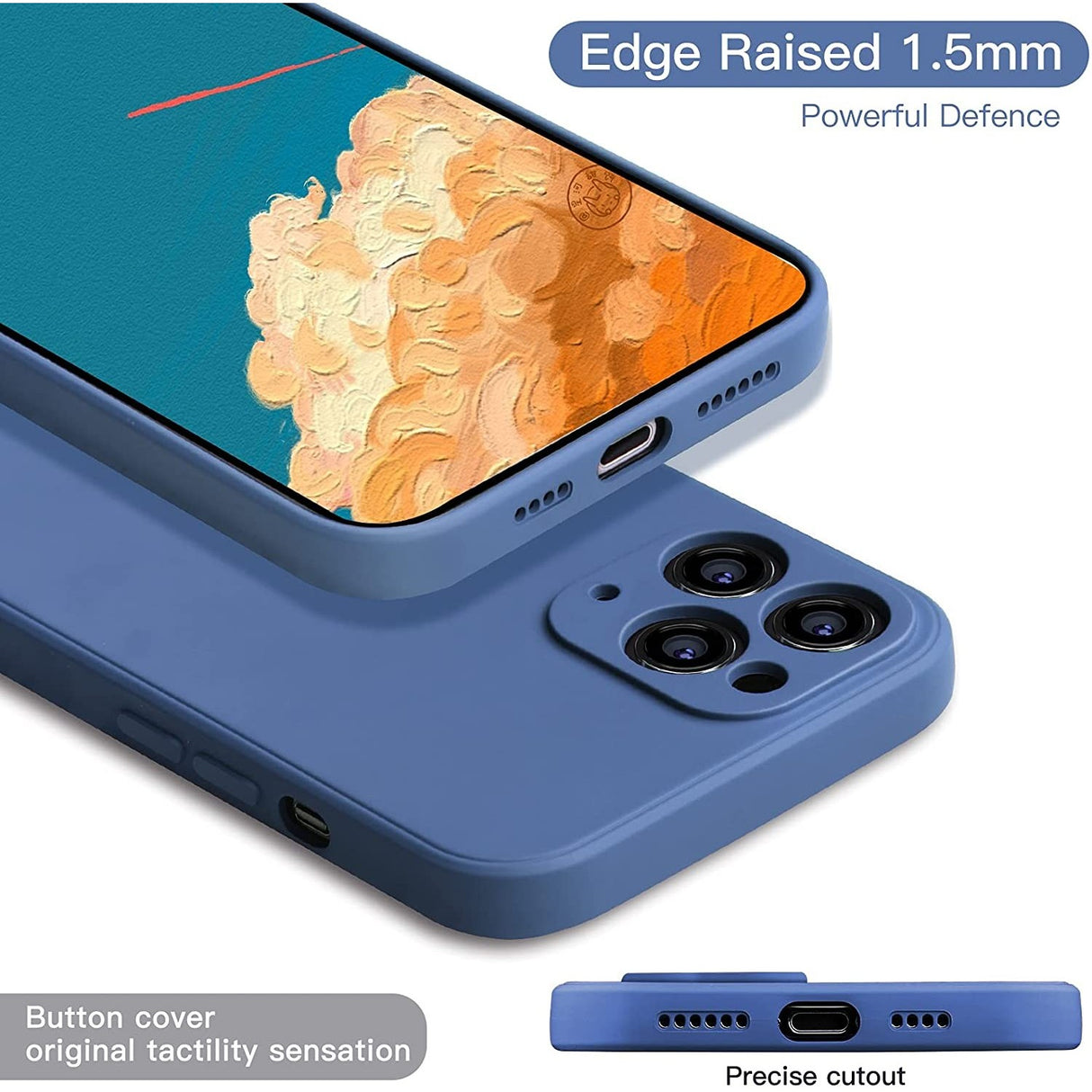 Husa protectie compatibila cu Apple iPhone 11 Pro Liquid Silicone Case Albastru inchis - vivimall.ro