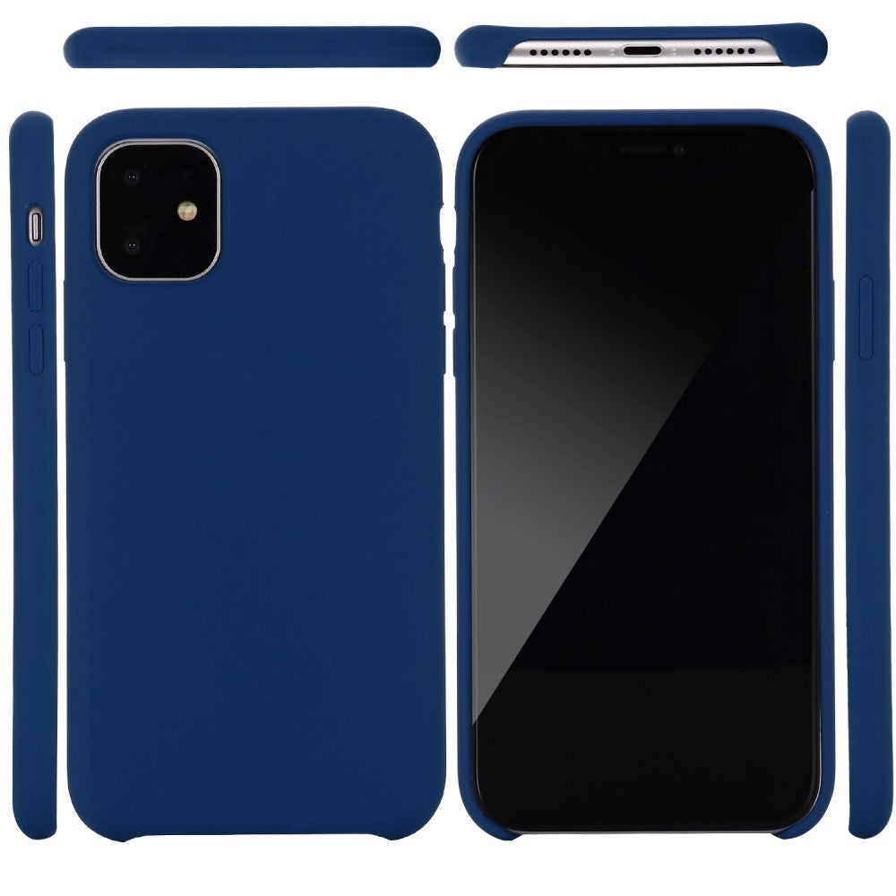 Husa protectie compatibila cu Apple iPhone 11 Pro Max Liquid Silicone Case Albastru inchis - vivimall.ro