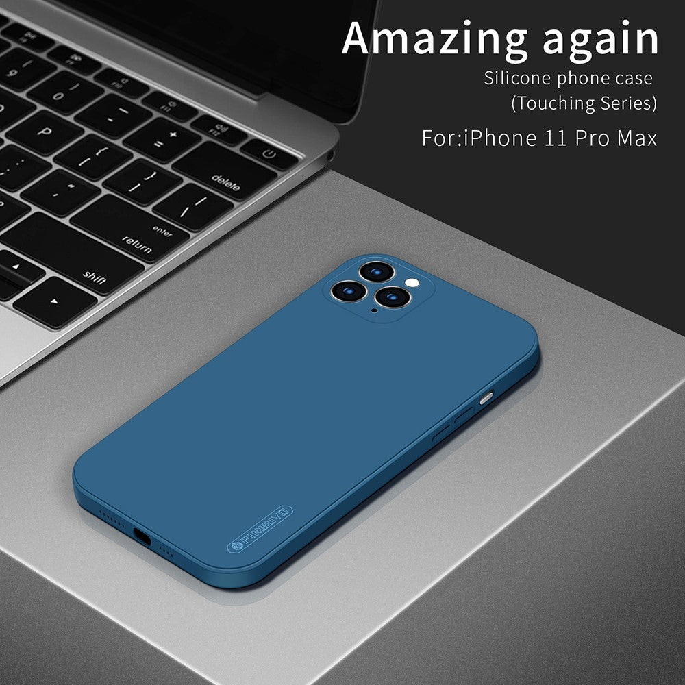 Husa protectie compatibila cu Apple iPhone 11 Pro Max Liquid Silicone Case Albastru inchis - vivimall.ro