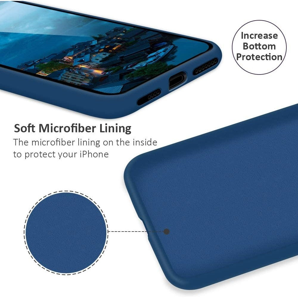 Husa protectie compatibila cu Apple iPhone XS Liquid Silicone Case Albastru inchis - vivimall.ro