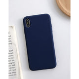 Husa protectie compatibila cu Apple iPhone XS Liquid Silicone Case Albastru inchis - vivimall.ro
