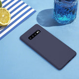 Husa protectie compatibila cu Samsung S10 Plus Liquid Silicone Case Albastru inchis - vivimall.ro
