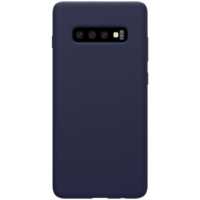 Husa protectie compatibila cu Samsung S10 Plus Liquid Silicone Case Albastru inchis - vivimall.ro