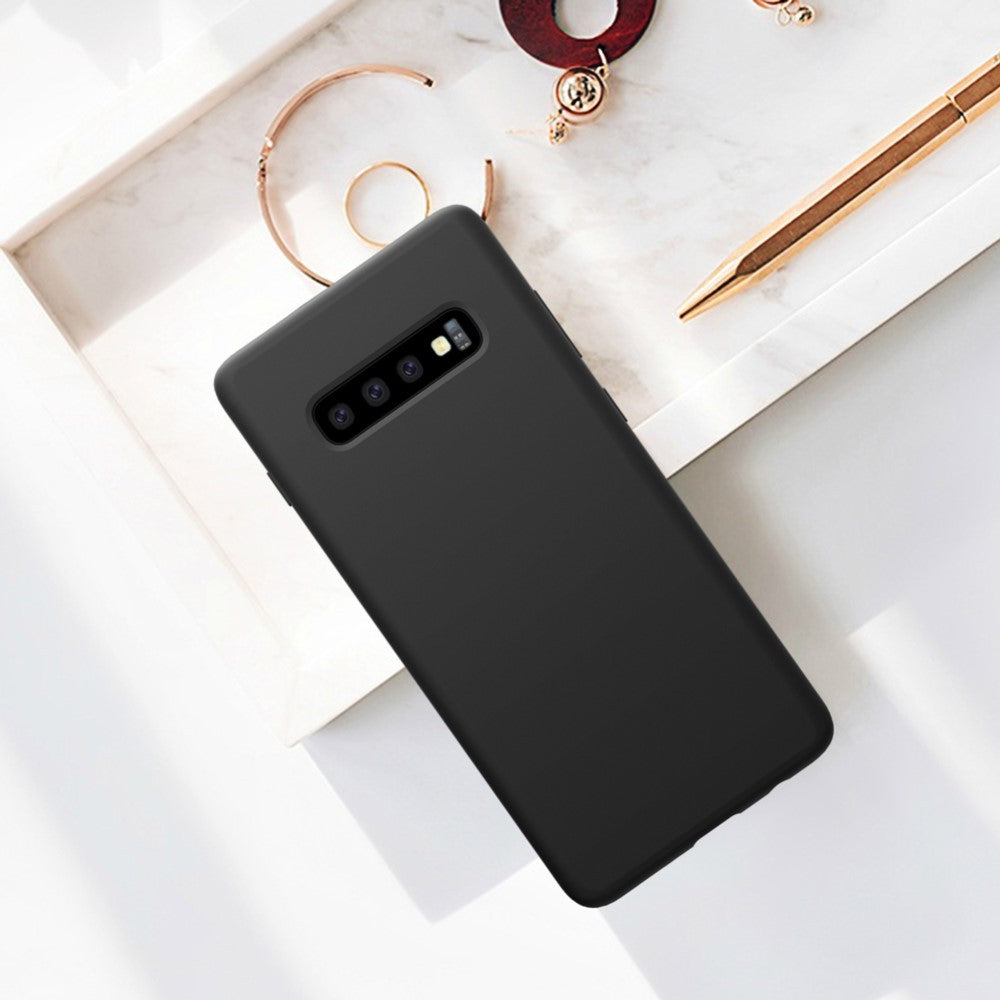Husa protectie compatibila cu Samsung S10 Plus Liquid Silicone Case Negru - vivimall.ro