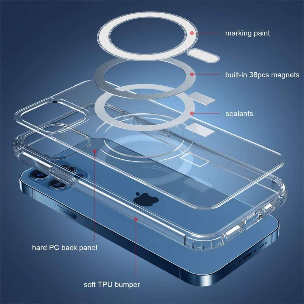 Husa de Protectie, Flippy, pentru Apple iPhone 12/12 Pro, Compatibila MagSafe, din Silicon , Transparent - vivimall.ro