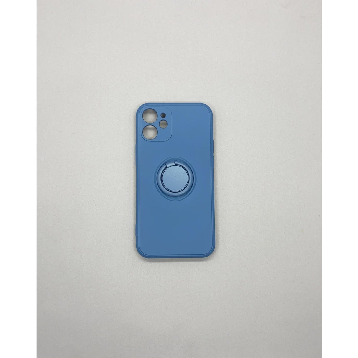 Husa protectie Flippy compatibila cu Apple iPhone 12 Liquid Silicone Ring cu suport rotativ Albastru - vivimall.ro