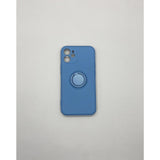 Husa protectie Flippy compatibila cu Apple iPhone 12 Liquid Silicone Ring cu suport rotativ Albastru - vivimall.ro