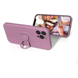 Husa protectie Flippy compatibila cu Apple iPhone 12 Liquid Silicone Ring cu suport rotativ Mov - vivimall.ro