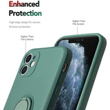 Husa protectie Flippy compatibila cu Apple iPhone 12 Liquid Silicone Ring cu suport rotativ Verde - vivimall.ro