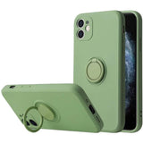Husa protectie Flippy compatibila cu Apple iPhone 12 Liquid Silicone Ring cu suport rotativ Verde - vivimall.ro