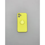 Husa protectie Flippy compatibila cu Apple iPhone 12 Mini Liquid Silicone Ring cu suport rotativ Galben - vivimall.ro