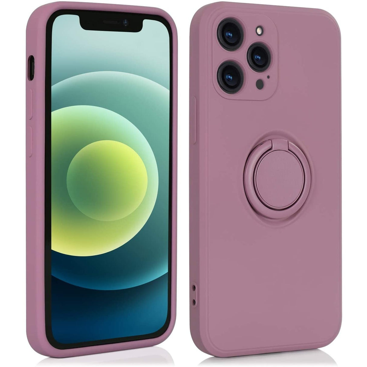 Husa protectie Flippy compatibila cu Apple iPhone 12 Mini Liquid Silicone Ring cu suport rotativ Mov - vivimall.ro