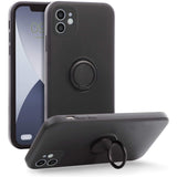 Husa protectie Flippy compatibila cu Apple iPhone 12 Mini Liquid Silicone Ring cu suport rotativ Negru - vivimall.ro