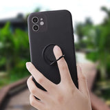 Husa protectie Flippy compatibila cu Apple iPhone 12 Mini Liquid Silicone Ring cu suport rotativ Negru - vivimall.ro