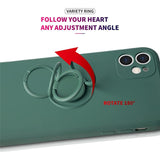 Husa protectie Flippy compatibila cu Apple iPhone 12 Mini Liquid Silicone Ring cu suport rotativ Verde - vivimall.ro
