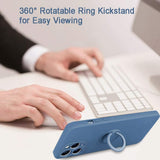 Husa protectie Flippy compatibila cu Apple iPhone 12 Pro Liquid Silicone Ring cu suport rotativ Albastru - vivimall.ro