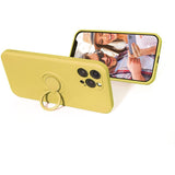 Husa protectie Flippy compatibila cu Apple iPhone 12 Pro Liquid Silicone Ring cu suport rotativ Galben - vivimall.ro