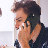 Husa protectie Flippy compatibila cu Apple iPhone 12 Pro Liquid Silicone Ring cu suport rotativ Negru - vivimall.ro