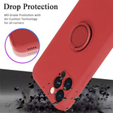 Husa protectie Flippy compatibila cu Apple iPhone 12 Pro Liquid Silicone Ring cu suport rotativ Rosu - vivimall.ro
