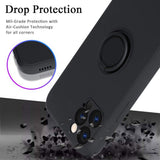 Husa protectie Flippy compatibila cu Apple iPhone 12 Pro Max Liquid Silicone Ring cu suport rotativ Negru - vivimall.ro