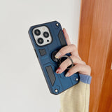 Husa protectie Flippy compatibila cu Apple iPhone 13 Defender Model 5 cu suport prindere inel,Albastru - vivimall.ro