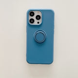 Husa protectie Flippy compatibila cu Apple iPhone 13 Liquid Silicone Ring cu suport rotativ Albastru - vivimall.ro