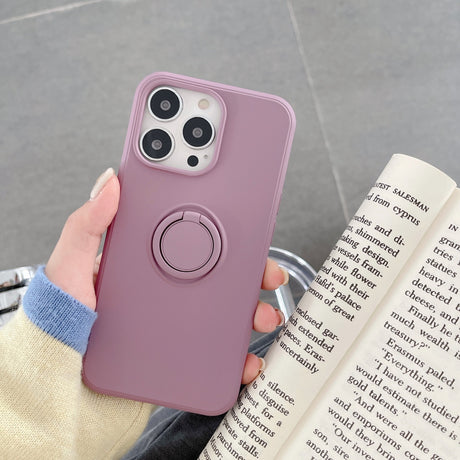 Husa protectie Flippy compatibila cu Apple iPhone 13 Liquid Silicone Ring cu suport rotativ Mov - vivimall.ro