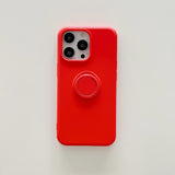 Husa protectie Flippy compatibila cu Apple iPhone 13 Liquid Silicone Ring cu suport rotativ Rosu - vivimall.ro